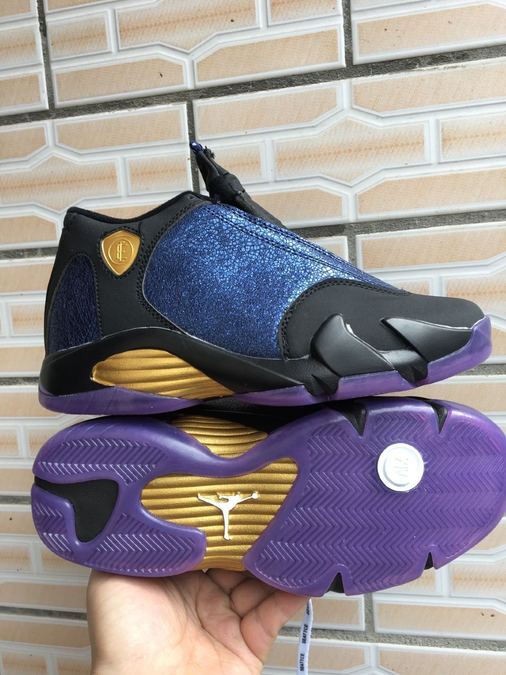 2020 Air Jordan 14 Retro Black Purple Gold Shoes